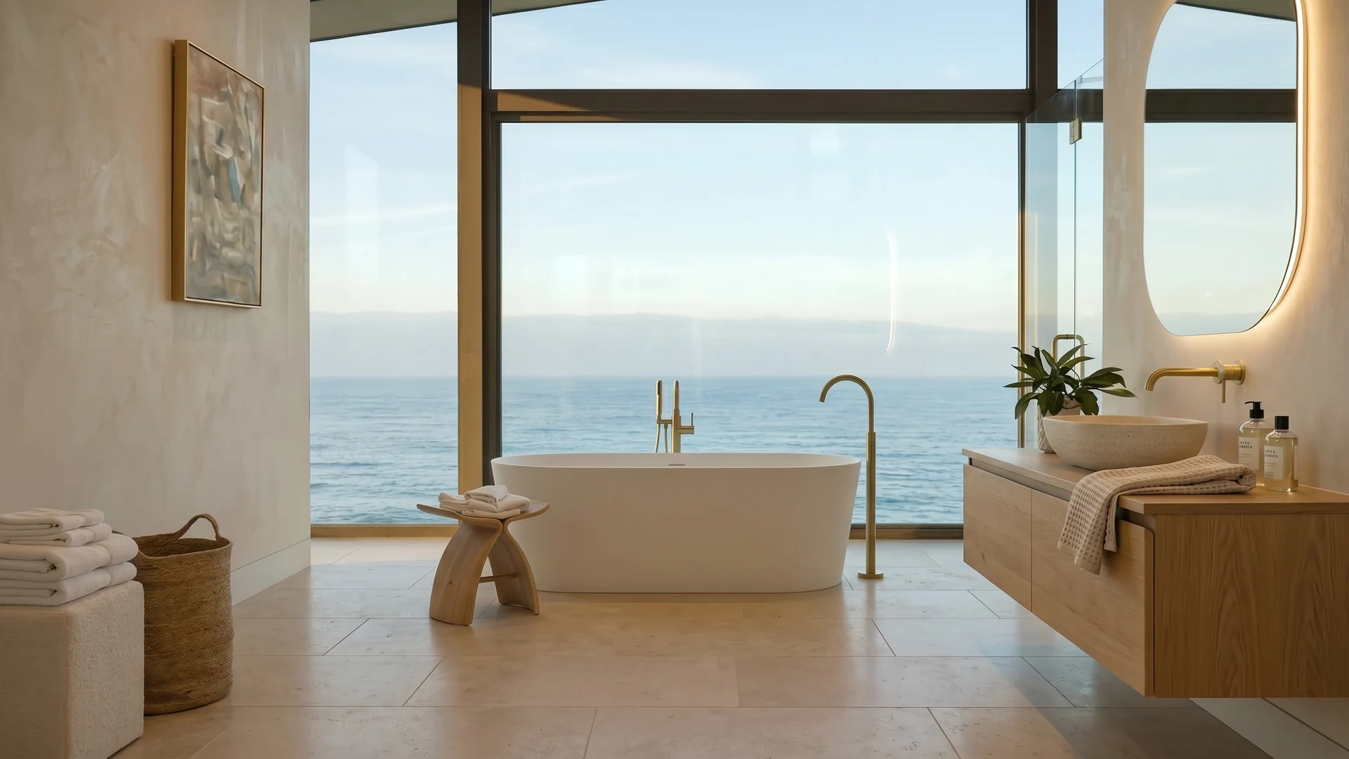 Scandinavian bathroom, virtually staged by AiMYNDi