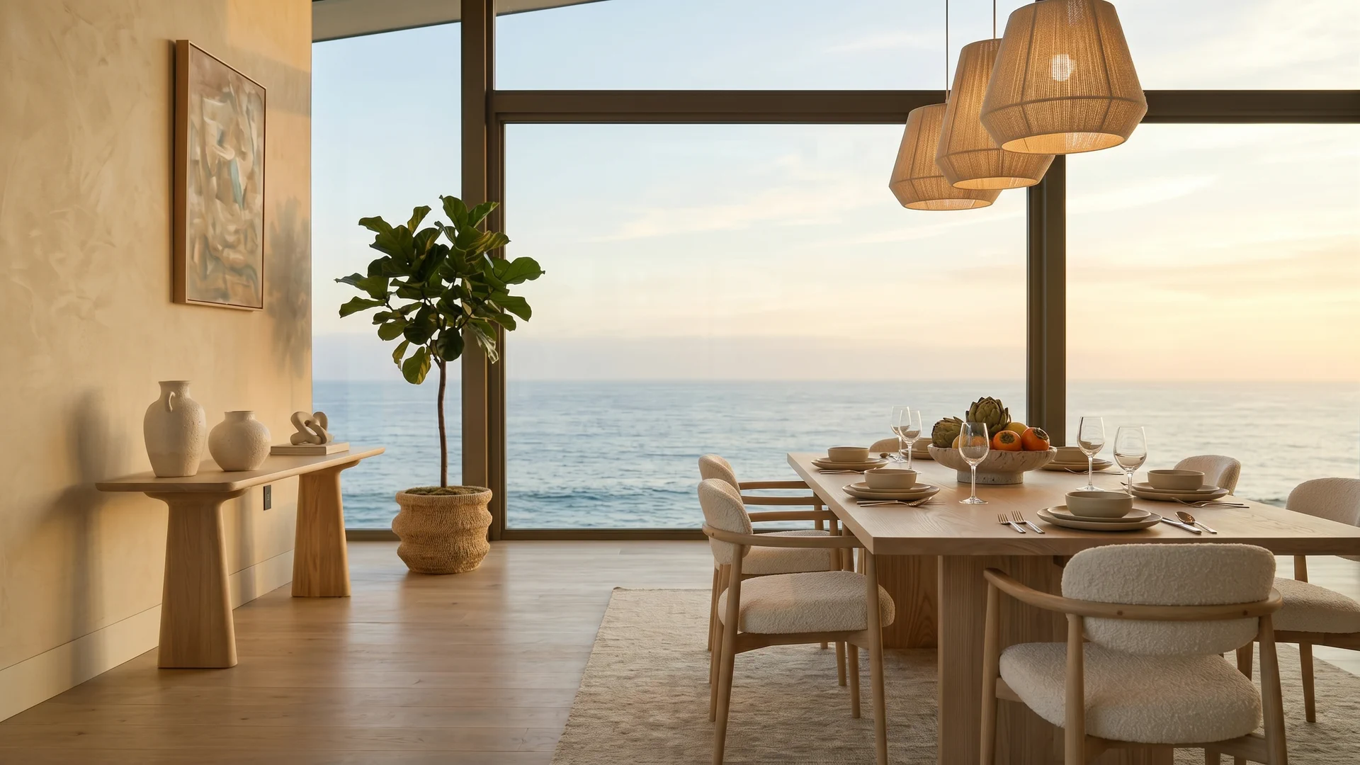 Scandinavian dining room, virtually staged by AiMYNDi